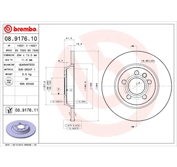 Brzdový kotouč BREMBO 08.9176.10