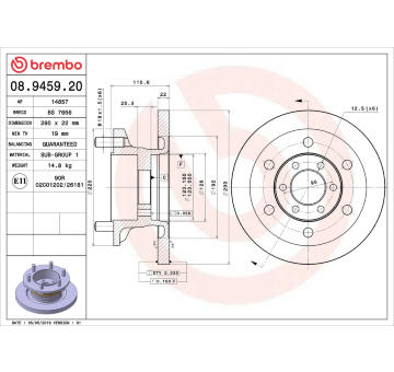 Brzdový kotouč BREMBO 08.9459.20