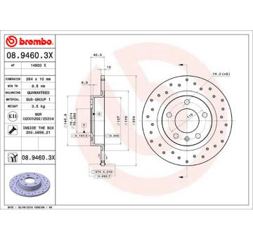 Brzdový kotouč BREMBO 08.9460.3X