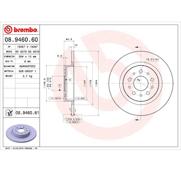 Brzdový kotouč BREMBO 08.9460.60