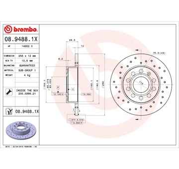 Brzdový kotouč BREMBO 08.9488.1X