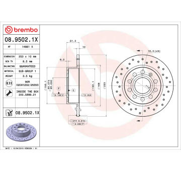 Brzdový kotouč BREMBO 08.9502.1X