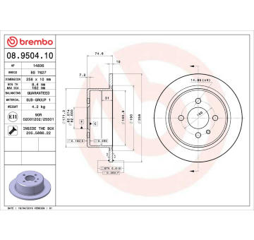 Brzdový kotouč BREMBO 08.9504.10