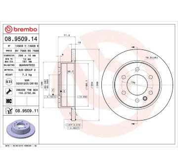 Brzdový kotouč BREMBO 08.9509.11