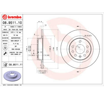 Brzdový kotouč BREMBO 08.9511.10