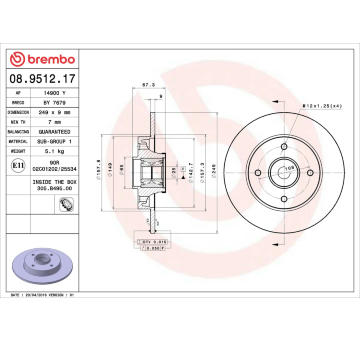 Brzdový kotouč BREMBO 08.9512.17