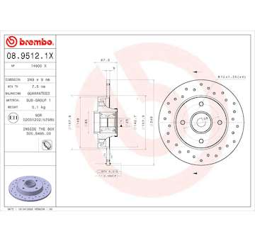 Brzdový kotouč BREMBO 08.9512.1X