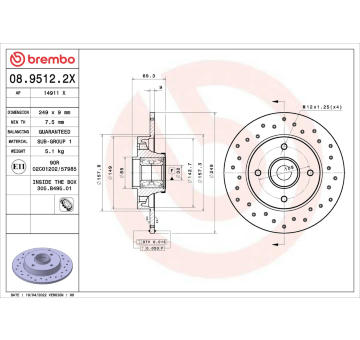 Brzdový kotouč BREMBO 08.9512.2X