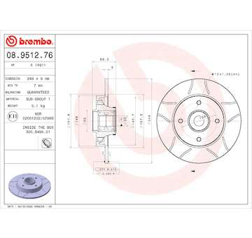 Brzdový kotouč BREMBO 08.9512.76