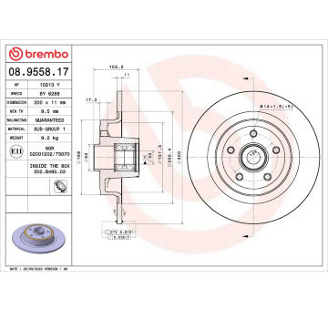 Brzdový kotouč BREMBO 08.9558.17