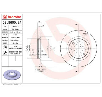 Brzdový kotouč BREMBO 08.9600.24