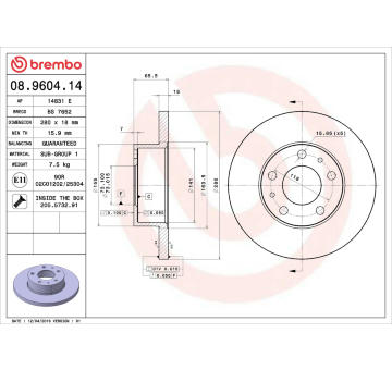 Brzdový kotouč BREMBO 08.9604.14