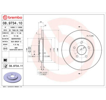 Brzdový kotouč BREMBO 08.9734.10