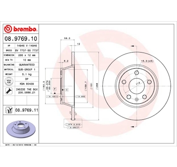 Brzdový kotouč BREMBO 08.9769.10