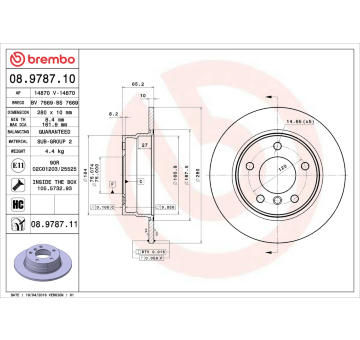 Brzdový kotouč BREMBO 08.9787.10