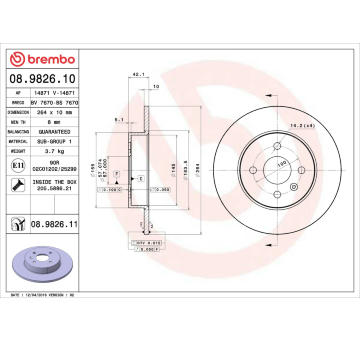 Brzdový kotouč BREMBO 08.9826.10