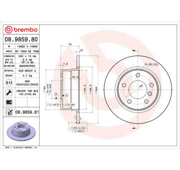 Brzdový kotouč BREMBO 08.9859.81