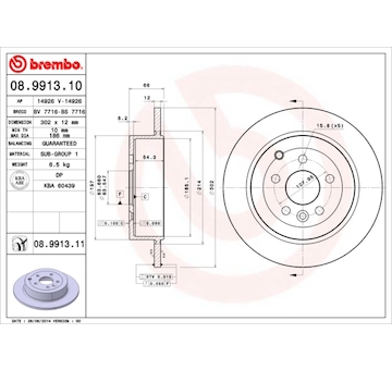 Brzdový kotouč BREMBO 08.9913.11