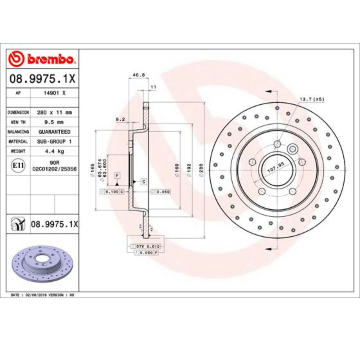 Brzdový kotouč BREMBO 08.9975.1X