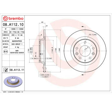 Brzdový kotouč BREMBO 08.A112.10