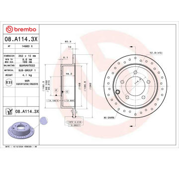 Brzdový kotúč BREMBO 08.A114.3X