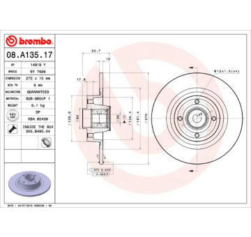 Brzdový kotouč BREMBO 08.A135.17