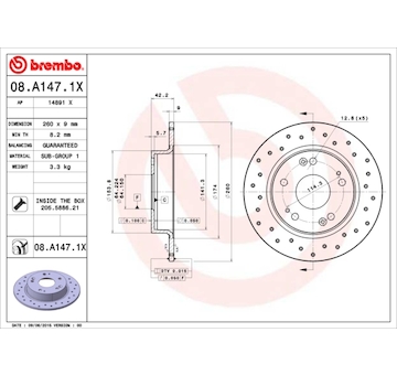 Brzdový kotouč BREMBO 08.A147.1X