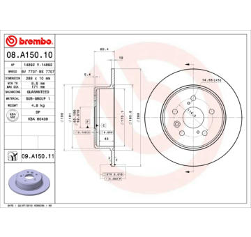 Brzdový kotouč BREMBO 08.A150.11