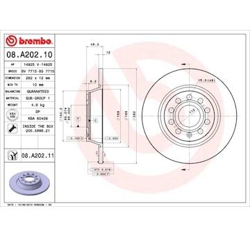 Brzdový kotouč BREMBO 08.A202.10