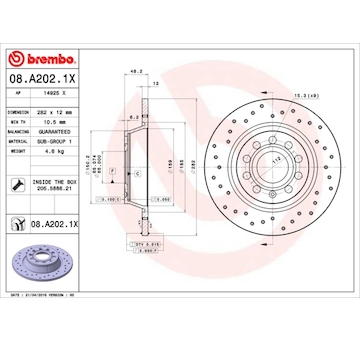 Brzdový kotouč BREMBO 08.A202.1X