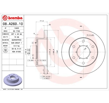 Brzdový kotouč BREMBO 08.A260.10