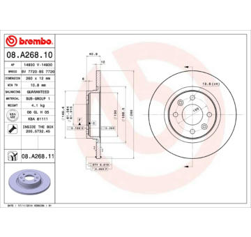 Brzdový kotouč BREMBO 08.A268.10