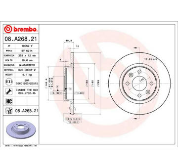 Brzdový kotouč BREMBO 08.A268.21