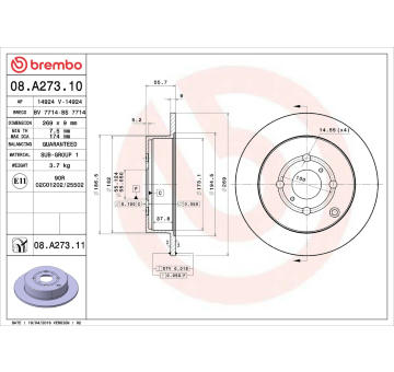 Brzdový kotouč BREMBO 08.A273.10