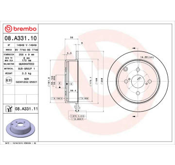 Brzdový kotouč BREMBO 08.A331.11