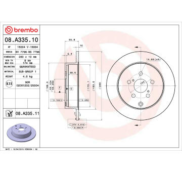 Brzdový kotouč BREMBO 08.A335.11