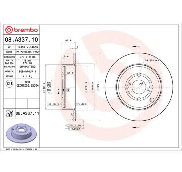 Brzdový kotouč BREMBO 08.A337.11