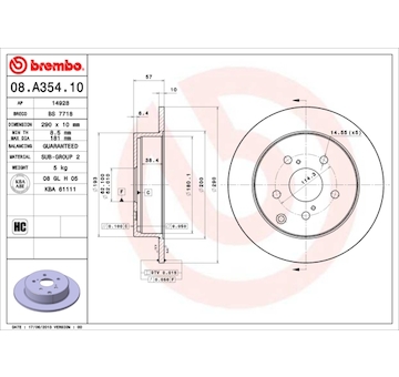 Brzdový kotouč BREMBO 08.A354.10