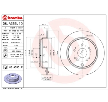 Brzdový kotouč BREMBO 08.A355.11