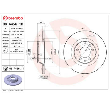 Brzdový kotouč BREMBO 08.A456.10