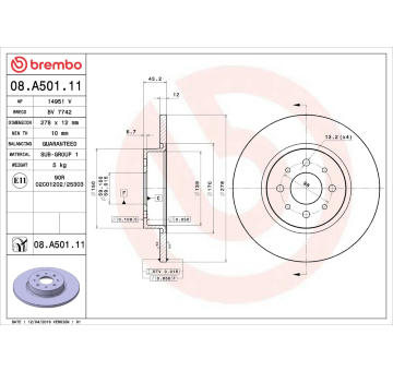 Brzdový kotouč BREMBO 08.A501.11