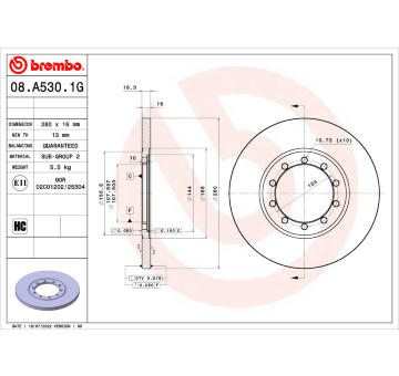 Brzdový kotouč BREMBO 08.A530.1G