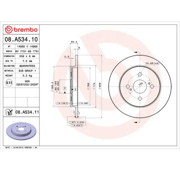 Brzdový kotouč BREMBO 08.A534.11