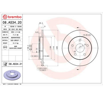 Brzdový kotouč BREMBO 08.A534.20