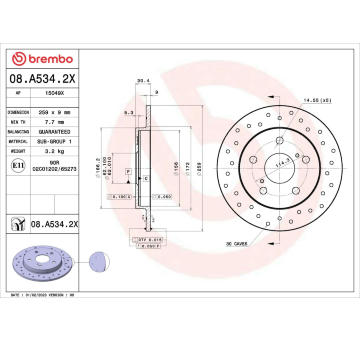 Brzdový kotouč BREMBO 08.A534.2X