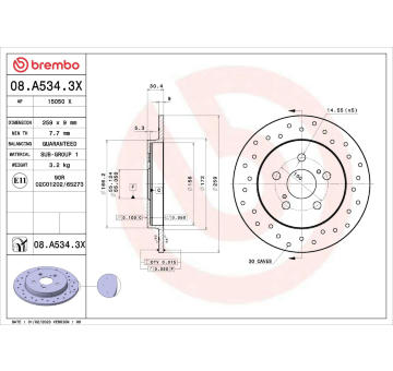 Brzdový kotouč BREMBO 08.A534.3X