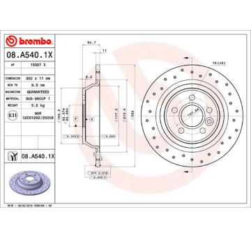 Brzdový kotouč BREMBO 08.A540.1X