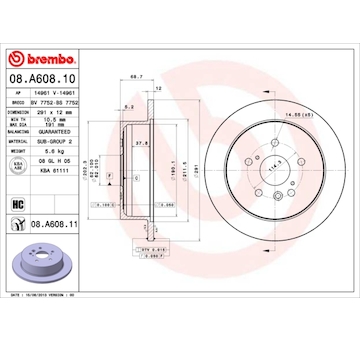 Brzdový kotouč BREMBO 08.A608.10