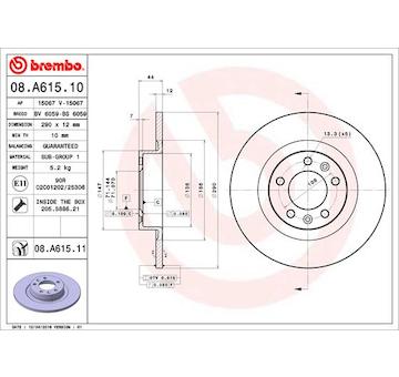 Brzdový kotouč BREMBO 08.A615.11