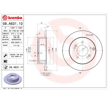 Brzdový kotouč BREMBO 08.A631.10